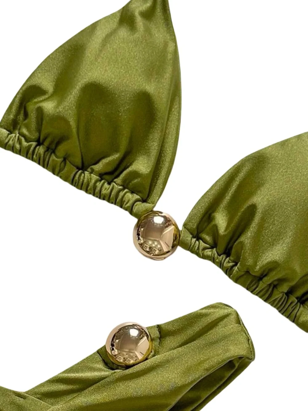 Olive Green Bikini Set with Gold Hardware | Triangle Bikini/Cheeky Bottom | NWOT